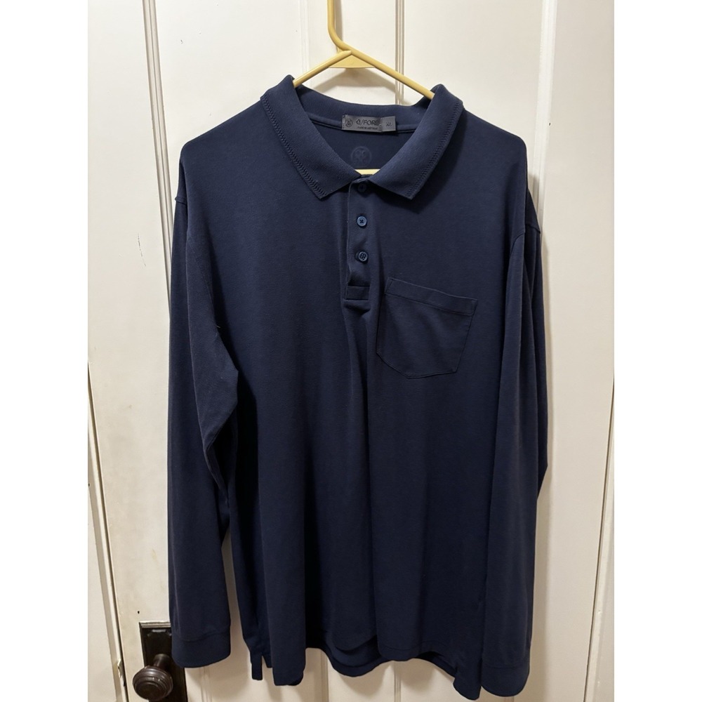 G/Fore  Men's Luxe Cotton Blend Long Sleeve Polo Navy/gray XL
